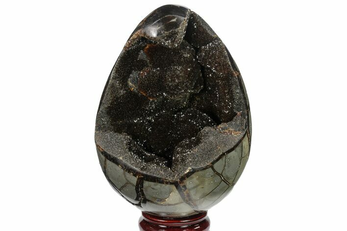 Septarian Dragon Egg Geode - Black Crystals #134644